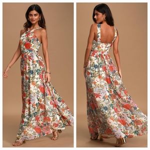 Lulu's Lilja Cream Floral Print Maxi Dress NWOT